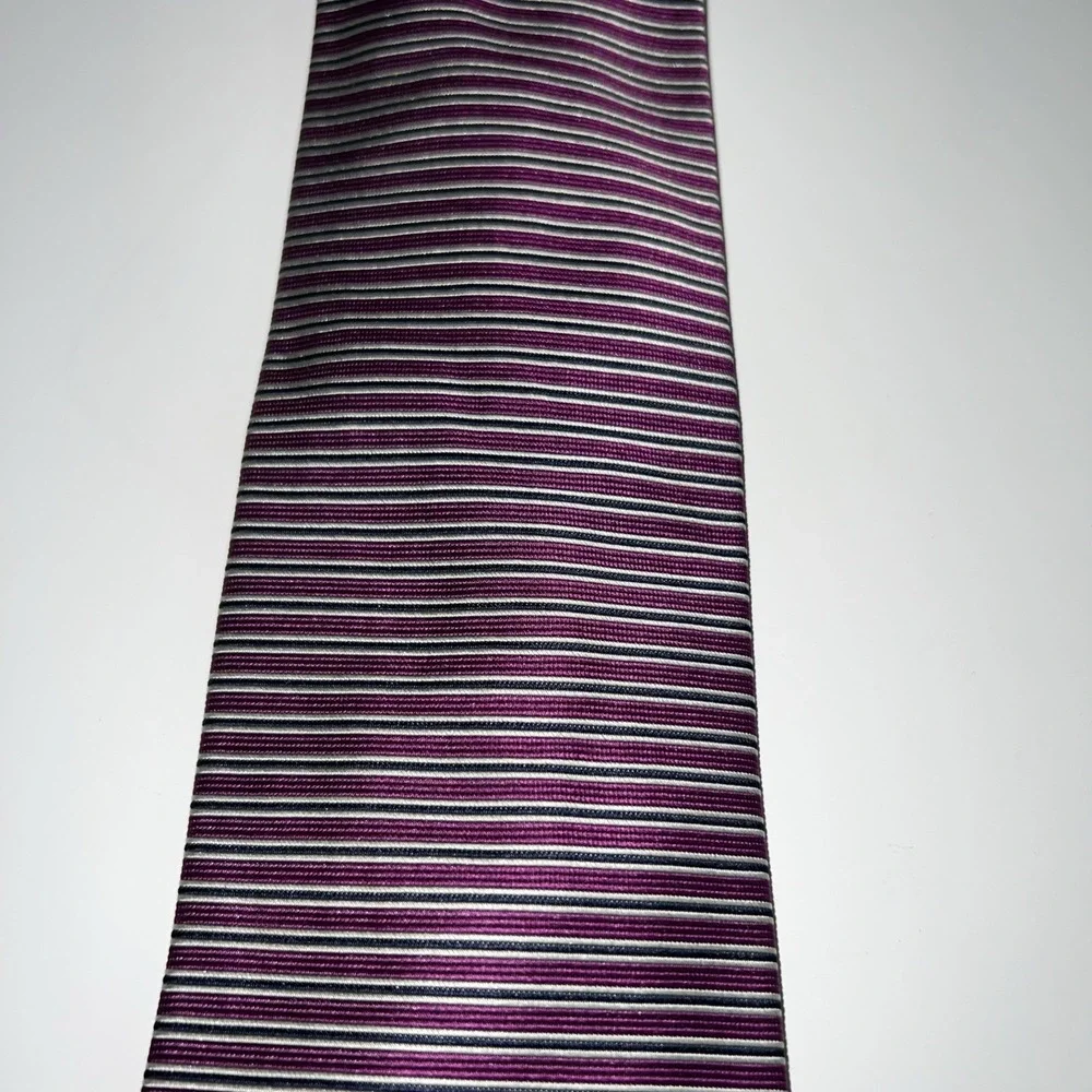 Brooks Brothers Makers Purple Stripe Tie Hand Woven Made USA Classic Necktie B22